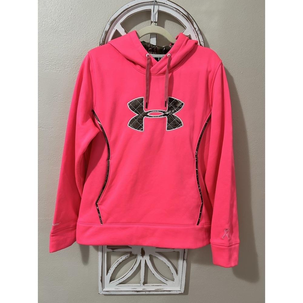 Under Armour XLARGE loose womens Hot pink Storm Breast Cancer Camo Hoodie